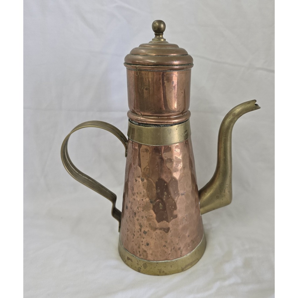 H.G. R. Verbeele Hammered Brass & Copper‎ Teapot Coffee Maker Vintage